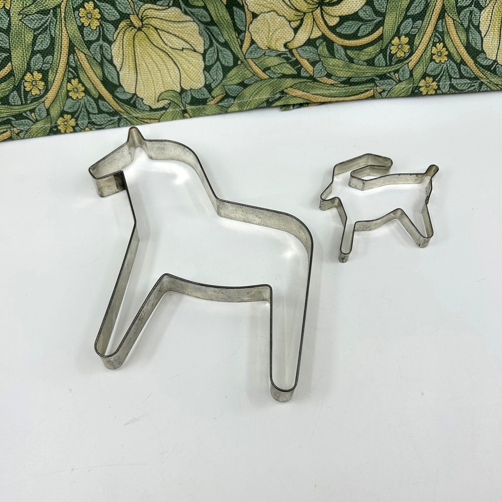 Vintage Swedish Dala Horse Tin Cookie Cutter & Goat Primitive Cottagecore 7 inch